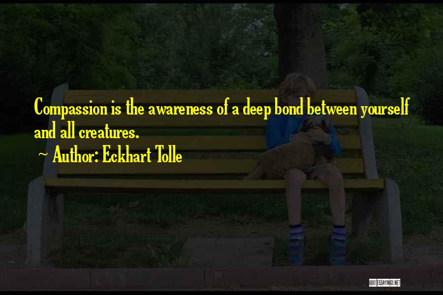 Eckhart Tolle Quotes: Compassion Is The Awareness Of A Deep Bond Between Yourself And All Creatures.