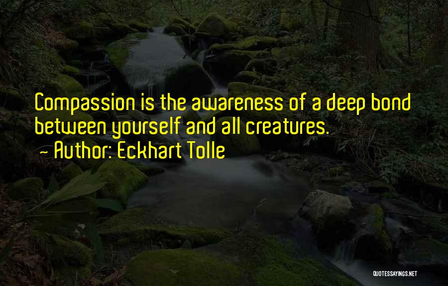 Eckhart Tolle Quotes: Compassion Is The Awareness Of A Deep Bond Between Yourself And All Creatures.