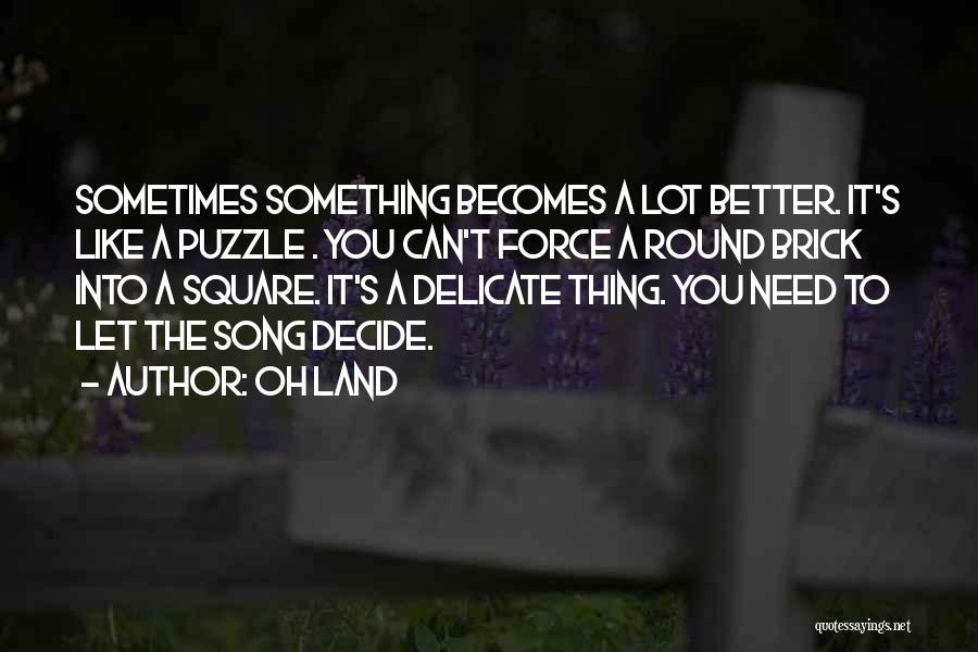 Oh Land Quotes: Sometimes Something Becomes A Lot Better. It's Like A Puzzle . You Can't Force A Round Brick Into A Square.