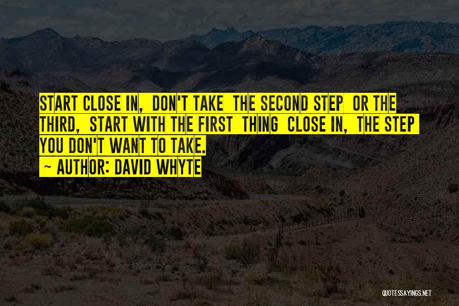 David Whyte Quotes: Start Close In, Don't Take The Second Step Or The Third, Start With The First Thing Close In, The Step