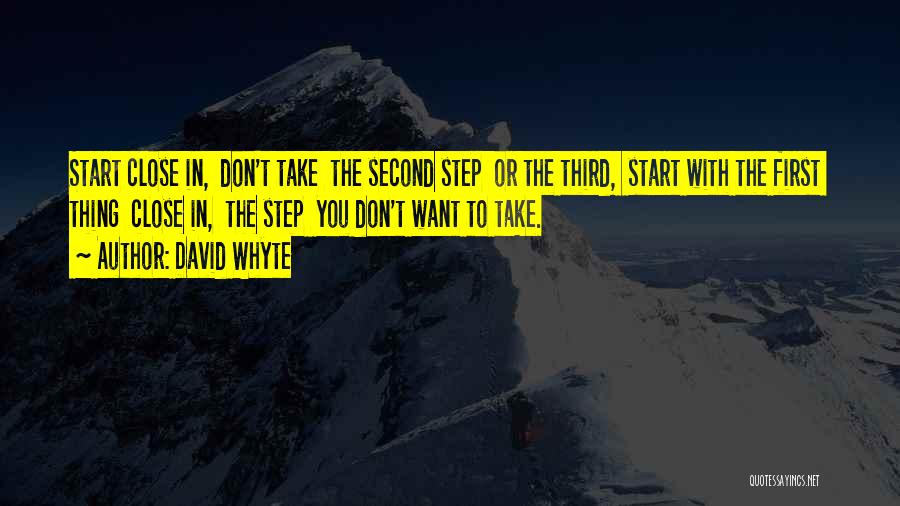 David Whyte Quotes: Start Close In, Don't Take The Second Step Or The Third, Start With The First Thing Close In, The Step