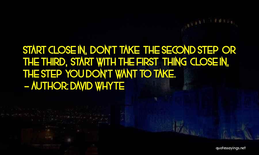 David Whyte Quotes: Start Close In, Don't Take The Second Step Or The Third, Start With The First Thing Close In, The Step
