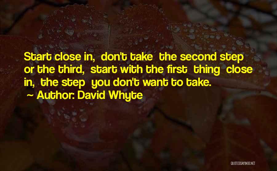 David Whyte Quotes: Start Close In, Don't Take The Second Step Or The Third, Start With The First Thing Close In, The Step