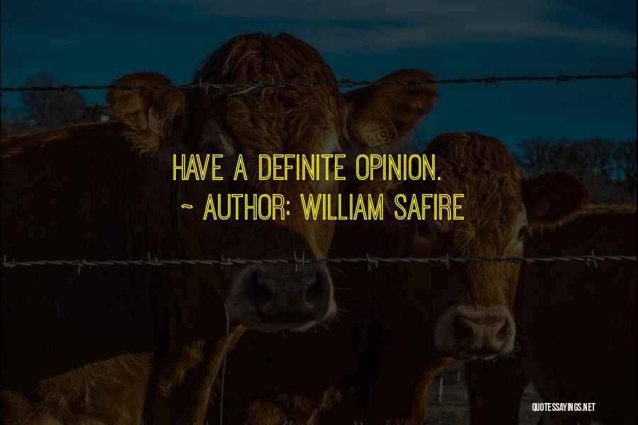 William Safire Quotes: Have A Definite Opinion.