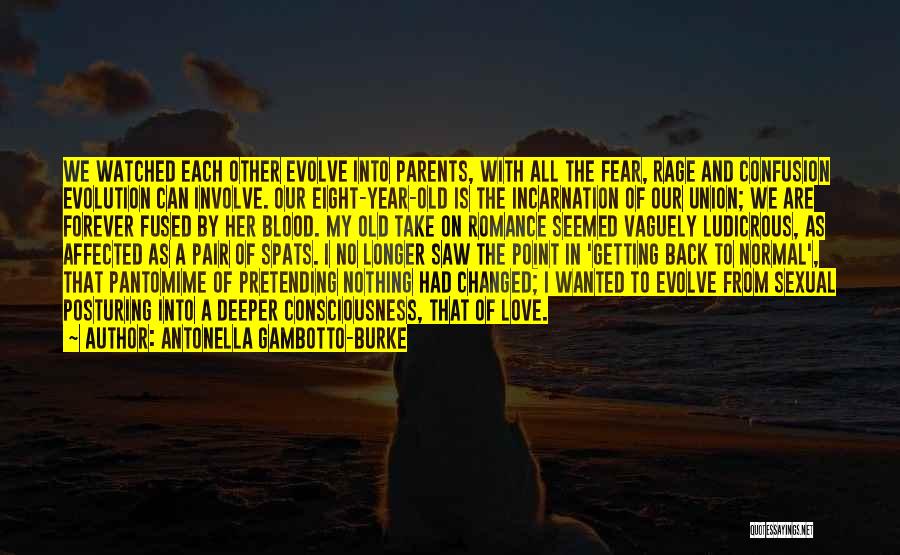 Antonella Gambotto-Burke Quotes: We Watched Each Other Evolve Into Parents, With All The Fear, Rage And Confusion Evolution Can Involve. Our Eight-year-old Is