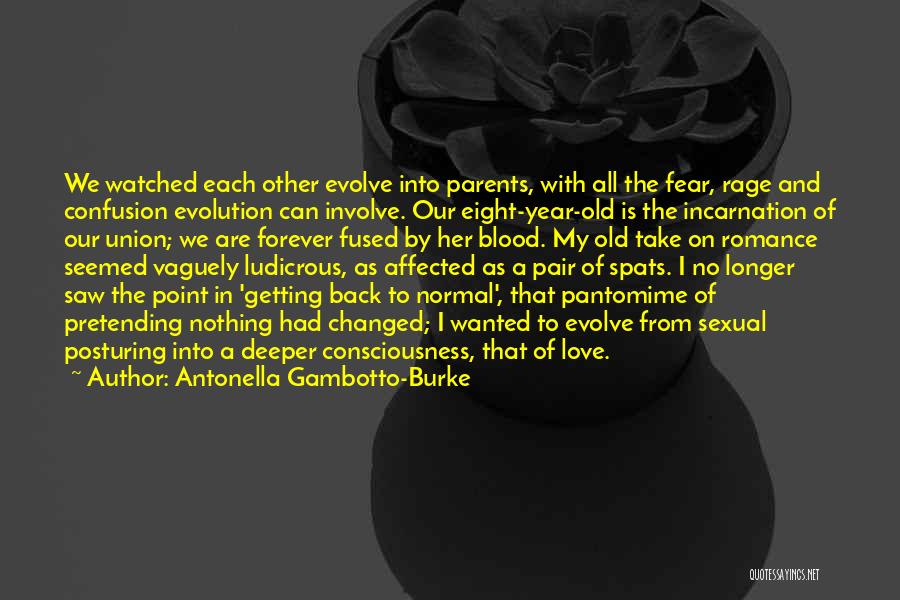 Antonella Gambotto-Burke Quotes: We Watched Each Other Evolve Into Parents, With All The Fear, Rage And Confusion Evolution Can Involve. Our Eight-year-old Is