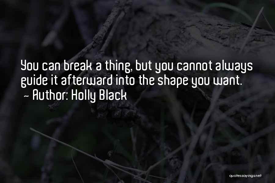 Holly Black Quotes: You Can Break A Thing, But You Cannot Always Guide It Afterward Into The Shape You Want.
