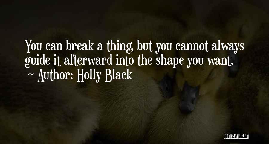 Holly Black Quotes: You Can Break A Thing, But You Cannot Always Guide It Afterward Into The Shape You Want.