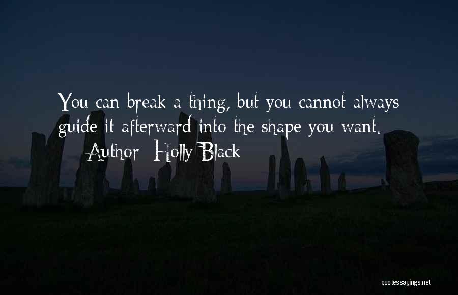 Holly Black Quotes: You Can Break A Thing, But You Cannot Always Guide It Afterward Into The Shape You Want.