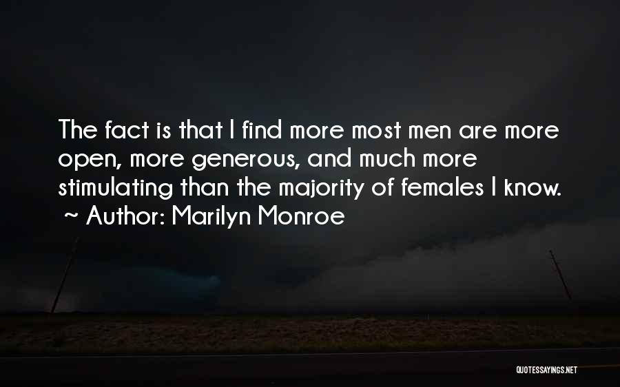 Marilyn Monroe Quotes: The Fact Is That I Find More Most Men Are More Open, More Generous, And Much More Stimulating Than The