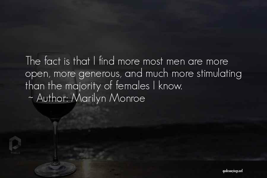 Marilyn Monroe Quotes: The Fact Is That I Find More Most Men Are More Open, More Generous, And Much More Stimulating Than The