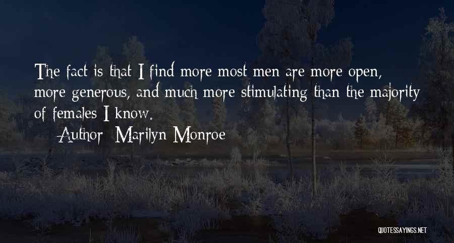 Marilyn Monroe Quotes: The Fact Is That I Find More Most Men Are More Open, More Generous, And Much More Stimulating Than The