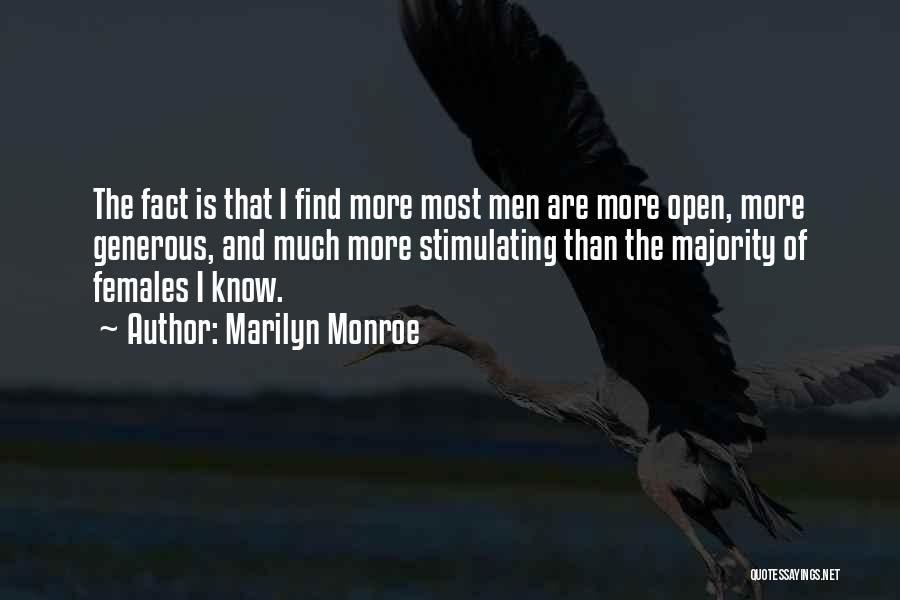 Marilyn Monroe Quotes: The Fact Is That I Find More Most Men Are More Open, More Generous, And Much More Stimulating Than The