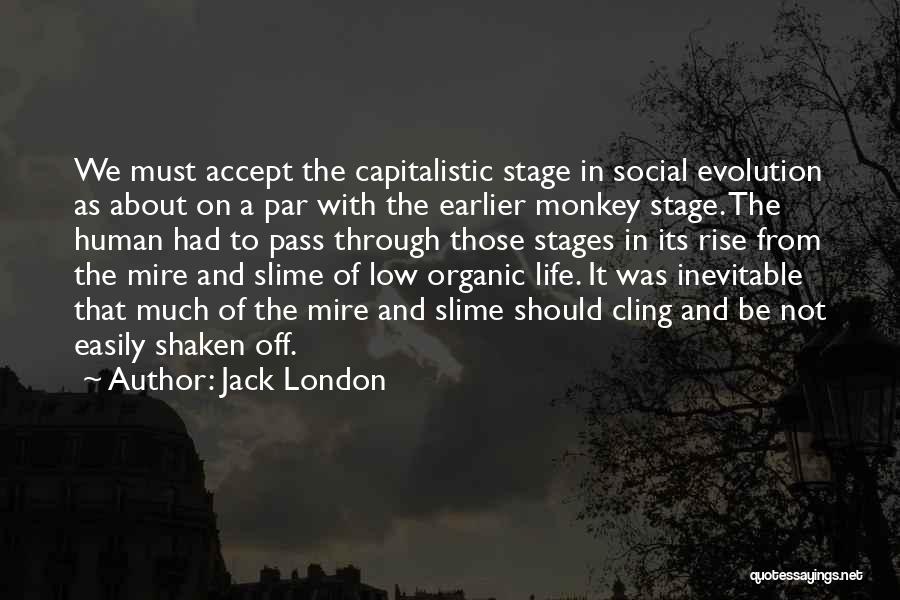 Jack London Quotes: We Must Accept The Capitalistic Stage In Social Evolution As About On A Par With The Earlier Monkey Stage. The