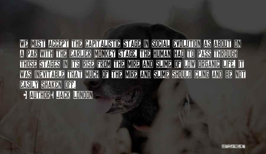 Jack London Quotes: We Must Accept The Capitalistic Stage In Social Evolution As About On A Par With The Earlier Monkey Stage. The