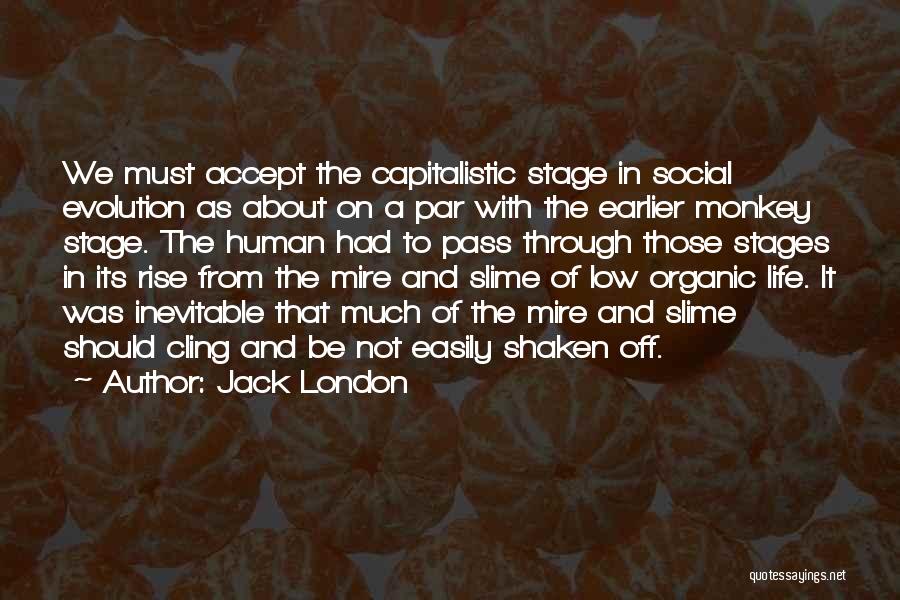 Jack London Quotes: We Must Accept The Capitalistic Stage In Social Evolution As About On A Par With The Earlier Monkey Stage. The