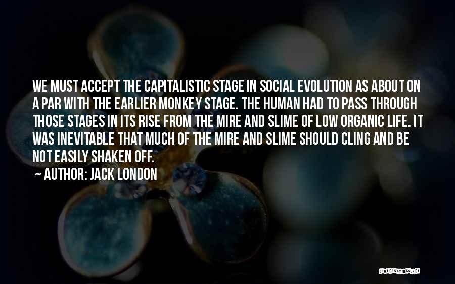 Jack London Quotes: We Must Accept The Capitalistic Stage In Social Evolution As About On A Par With The Earlier Monkey Stage. The