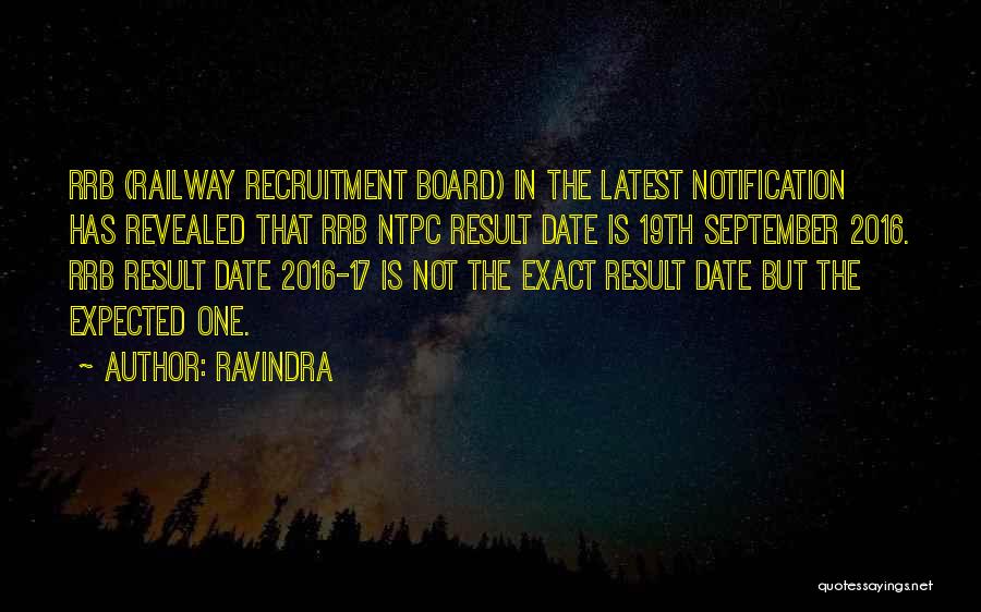 Ravindra Quotes: Rrb (railway Recruitment Board) In The Latest Notification Has Revealed That Rrb Ntpc Result Date Is 19th September 2016. Rrb