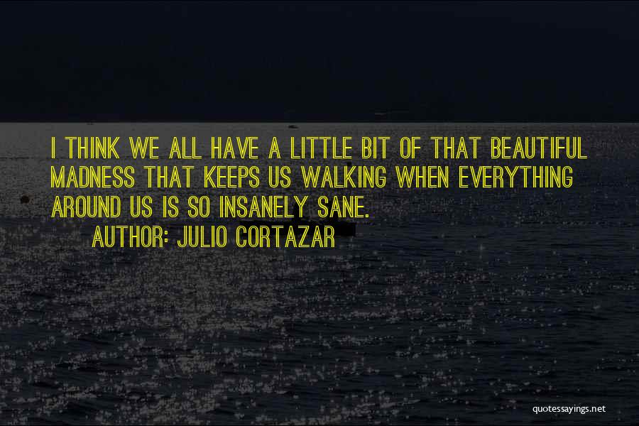 Julio Cortazar Quotes: I Think We All Have A Little Bit Of That Beautiful Madness That Keeps Us Walking When Everything Around Us