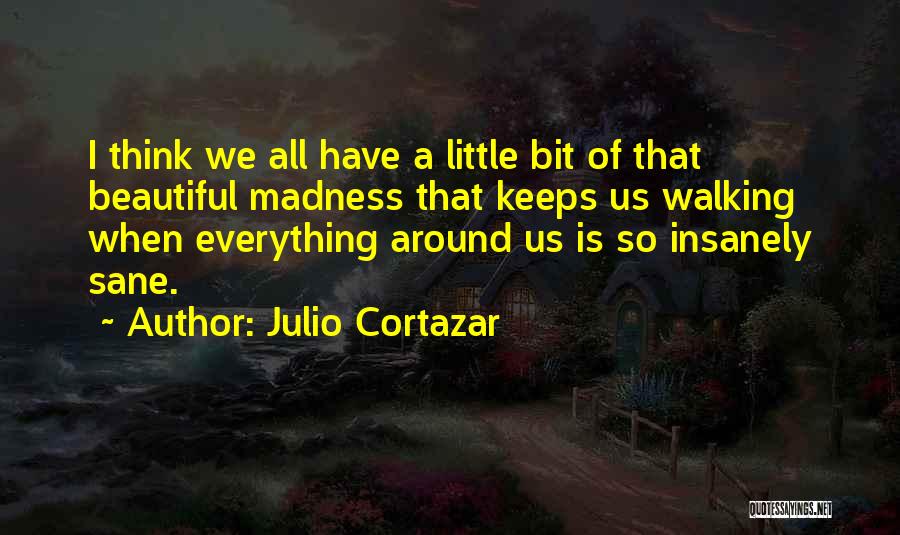 Julio Cortazar Quotes: I Think We All Have A Little Bit Of That Beautiful Madness That Keeps Us Walking When Everything Around Us