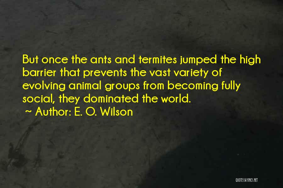 E. O. Wilson Quotes: But Once The Ants And Termites Jumped The High Barrier That Prevents The Vast Variety Of Evolving Animal Groups From