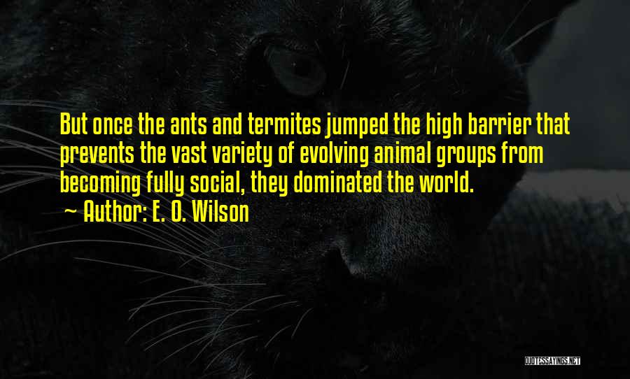 E. O. Wilson Quotes: But Once The Ants And Termites Jumped The High Barrier That Prevents The Vast Variety Of Evolving Animal Groups From