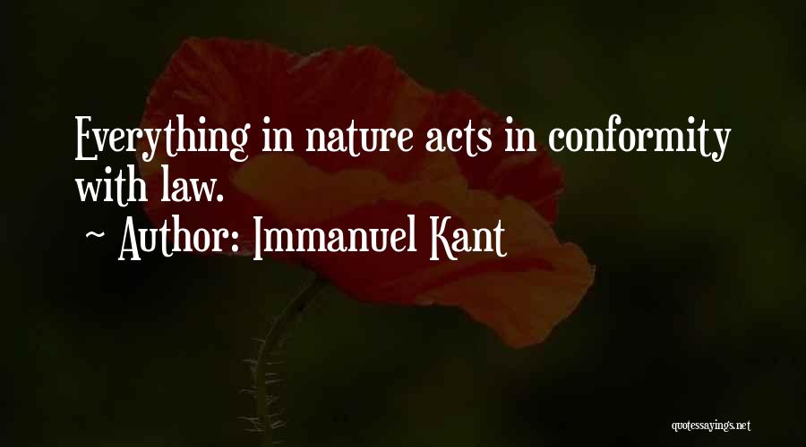Immanuel Kant Quotes: Everything In Nature Acts In Conformity With Law.