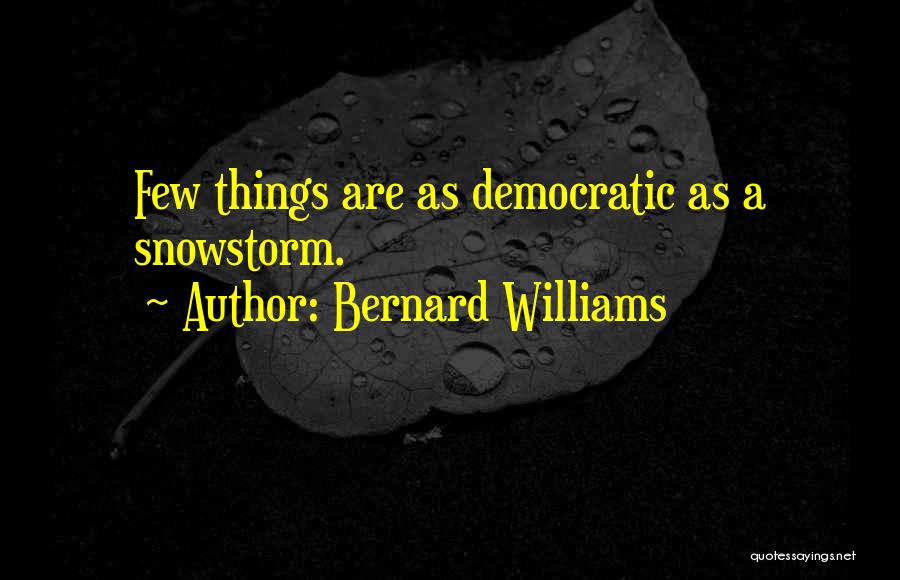 Bernard Williams Quotes: Few Things Are As Democratic As A Snowstorm.