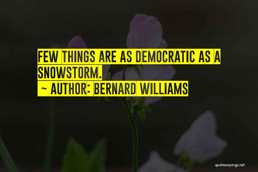 Bernard Williams Quotes: Few Things Are As Democratic As A Snowstorm.