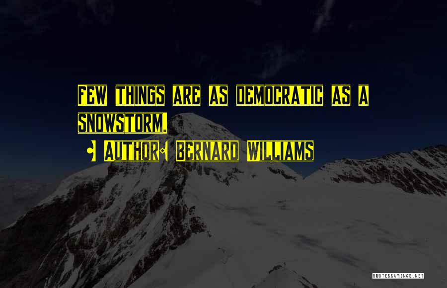 Bernard Williams Quotes: Few Things Are As Democratic As A Snowstorm.