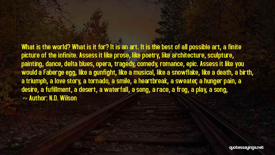 N.D. Wilson Quotes: What Is The World? What Is It For? It Is An Art. It Is The Best Of All Possible Art,