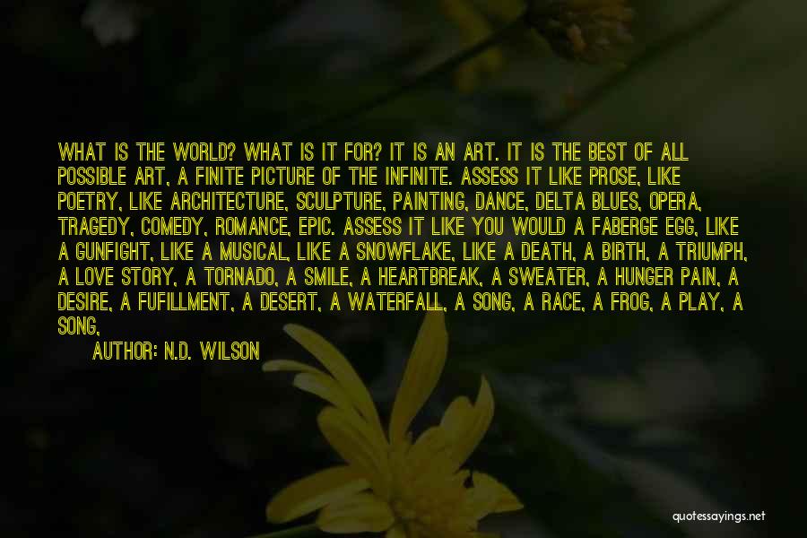 N.D. Wilson Quotes: What Is The World? What Is It For? It Is An Art. It Is The Best Of All Possible Art,