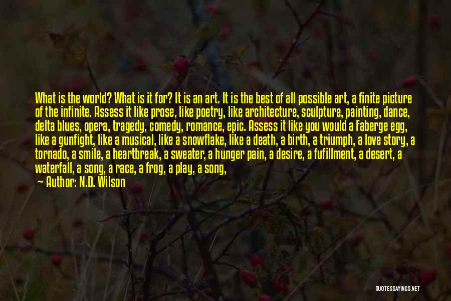 N.D. Wilson Quotes: What Is The World? What Is It For? It Is An Art. It Is The Best Of All Possible Art,