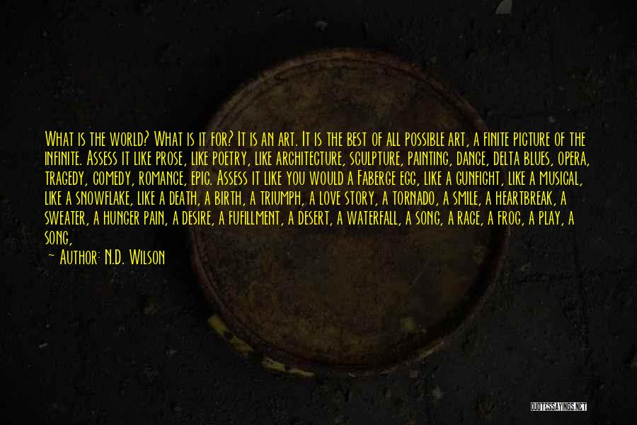 N.D. Wilson Quotes: What Is The World? What Is It For? It Is An Art. It Is The Best Of All Possible Art,