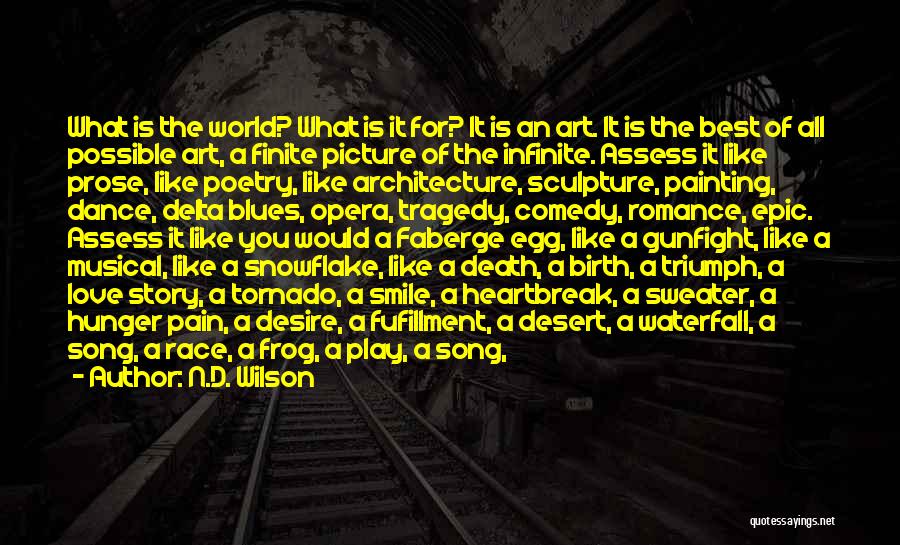 N.D. Wilson Quotes: What Is The World? What Is It For? It Is An Art. It Is The Best Of All Possible Art,