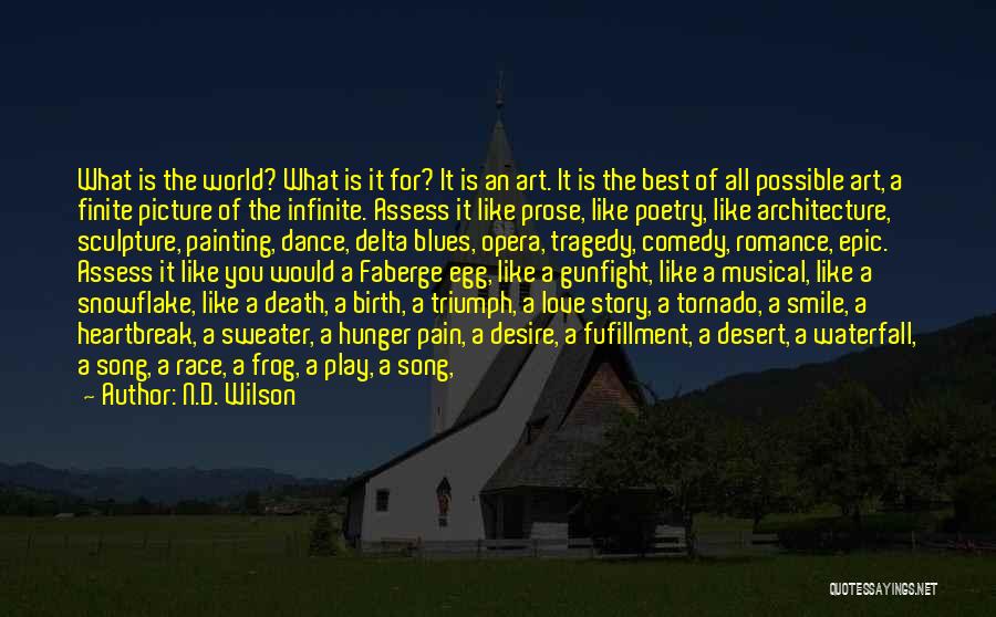 N.D. Wilson Quotes: What Is The World? What Is It For? It Is An Art. It Is The Best Of All Possible Art,