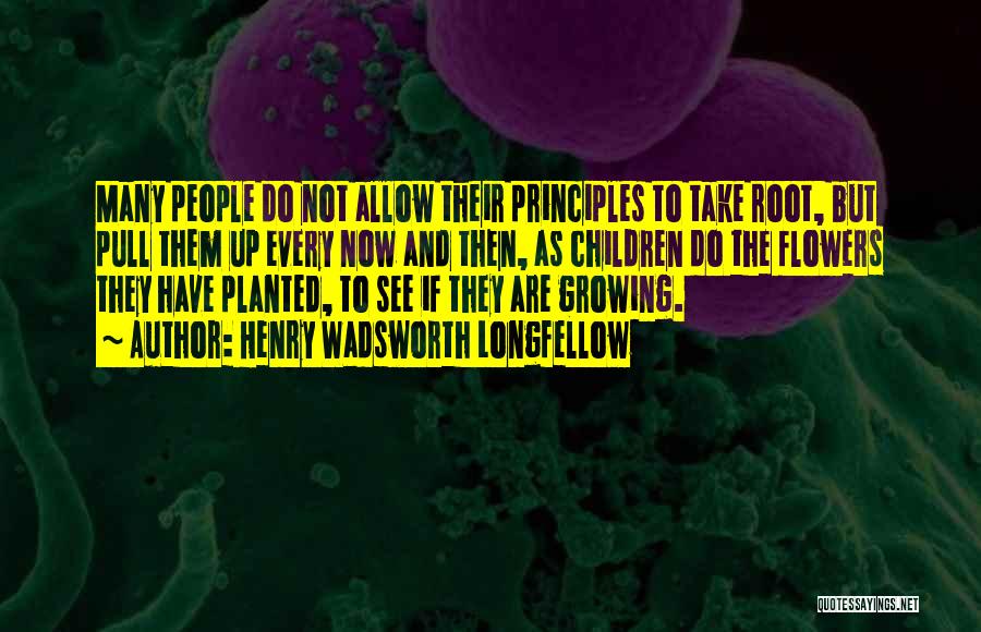 Henry Wadsworth Longfellow Quotes: Many People Do Not Allow Their Principles To Take Root, But Pull Them Up Every Now And Then, As Children