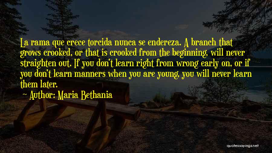 Maria Bethania Quotes: La Rama Que Crece Torcida Nunca Se Endereza. A Branch That Grows Crooked, Or That Is Crooked From The Beginning,