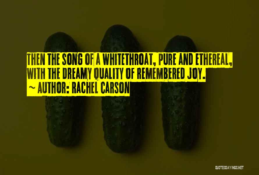 Rachel Carson Quotes: Then The Song Of A Whitethroat, Pure And Ethereal, With The Dreamy Quality Of Remembered Joy.