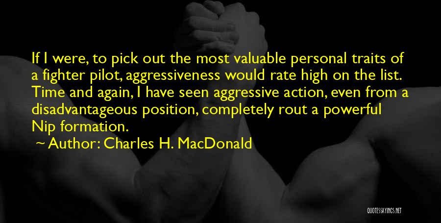 Charles H. MacDonald Quotes: If I Were, To Pick Out The Most Valuable Personal Traits Of A Fighter Pilot, Aggressiveness Would Rate High On