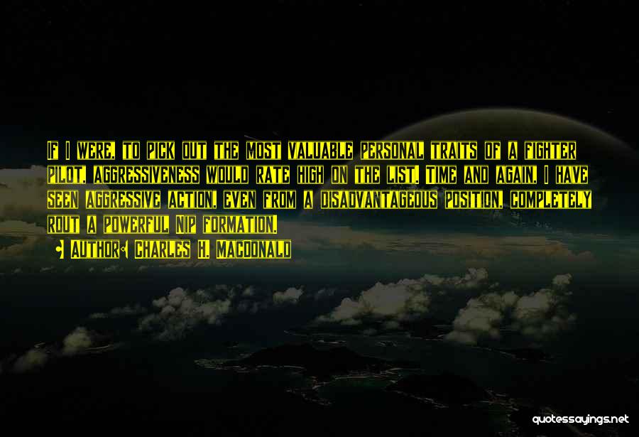 Charles H. MacDonald Quotes: If I Were, To Pick Out The Most Valuable Personal Traits Of A Fighter Pilot, Aggressiveness Would Rate High On