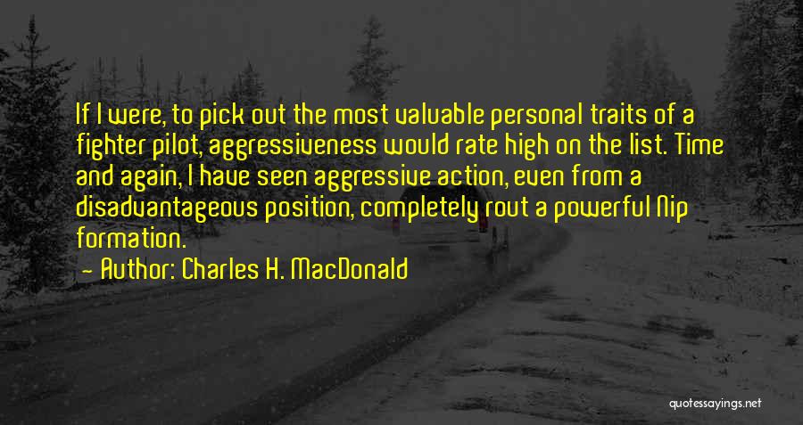 Charles H. MacDonald Quotes: If I Were, To Pick Out The Most Valuable Personal Traits Of A Fighter Pilot, Aggressiveness Would Rate High On