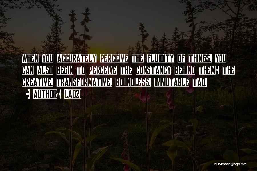 Laozi Quotes: When You Accurately Perceive The Fluidity Of Things, You Can Also Begin To Perceive The Constancy Behind Them: The Creative,