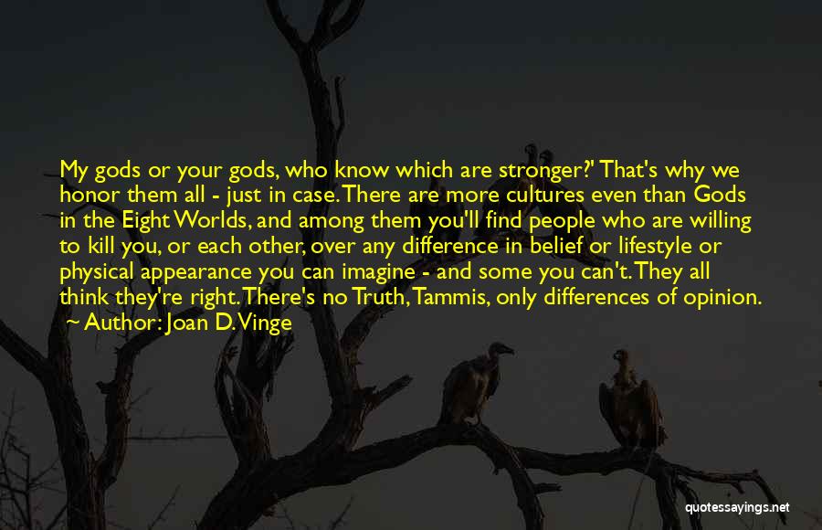 Joan D. Vinge Quotes: My Gods Or Your Gods, Who Know Which Are Stronger?' That's Why We Honor Them All - Just In Case.