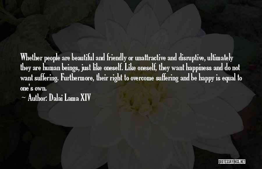 Dalai Lama XIV Quotes: Whether People Are Beautiful And Friendly Or Unattractive And Disruptive, Ultimately They Are Human Beings, Just Like Oneself. Like Oneself,