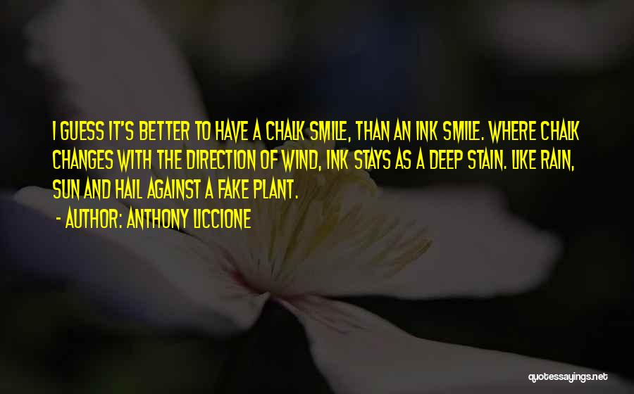 Anthony Liccione Quotes: I Guess It's Better To Have A Chalk Smile, Than An Ink Smile. Where Chalk Changes With The Direction Of