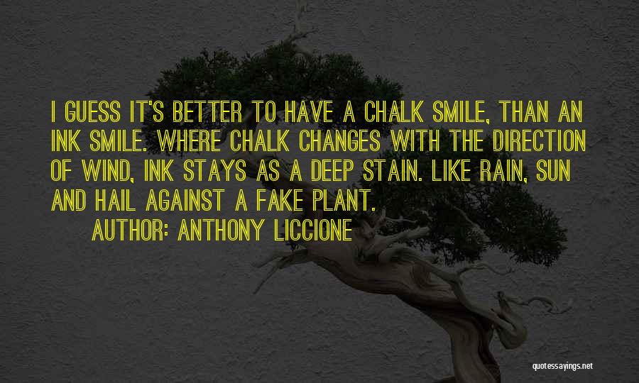 Anthony Liccione Quotes: I Guess It's Better To Have A Chalk Smile, Than An Ink Smile. Where Chalk Changes With The Direction Of