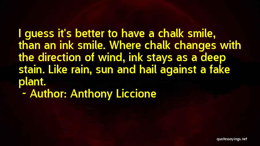 Anthony Liccione Quotes: I Guess It's Better To Have A Chalk Smile, Than An Ink Smile. Where Chalk Changes With The Direction Of