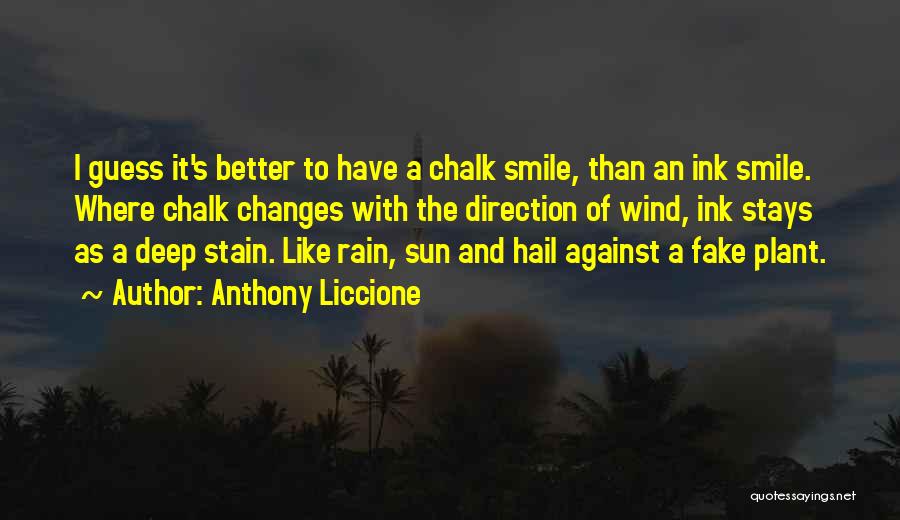 Anthony Liccione Quotes: I Guess It's Better To Have A Chalk Smile, Than An Ink Smile. Where Chalk Changes With The Direction Of