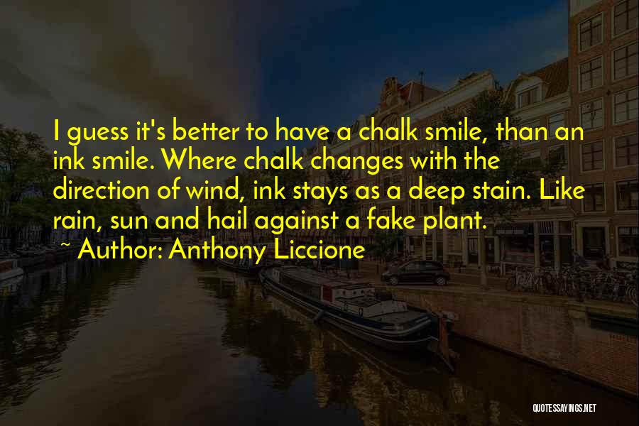 Anthony Liccione Quotes: I Guess It's Better To Have A Chalk Smile, Than An Ink Smile. Where Chalk Changes With The Direction Of